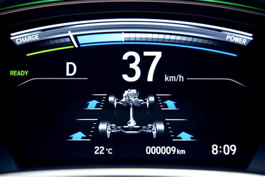 ホンダ　新型CR−V　5代目CR−V　リアルタイムAWDの作動状況を表示するディスプレイ画面