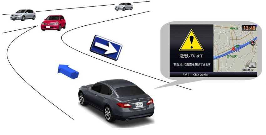 日産 逆走放置ナビゲーション技術 イメージ