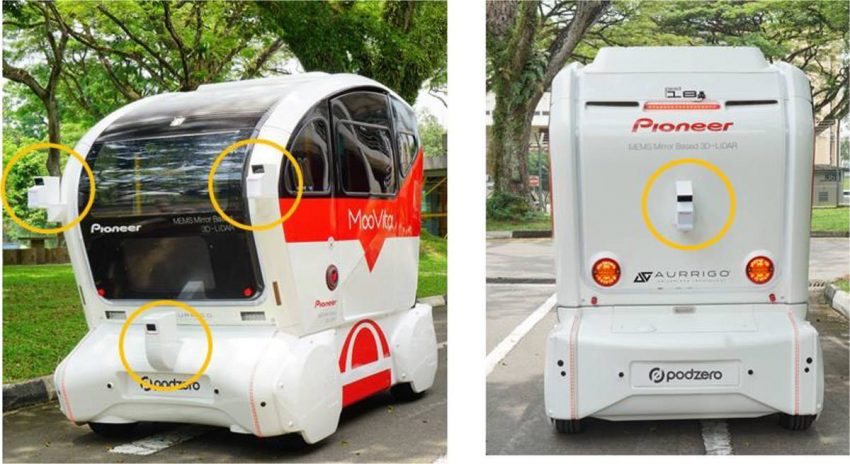 パイオニア製「3D-LiDARセンサー」が搭載された自動運転シャトルバス