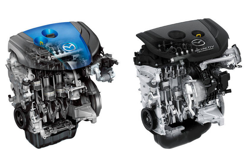 SKYACTIV-D 2.2L（左）と1.5L