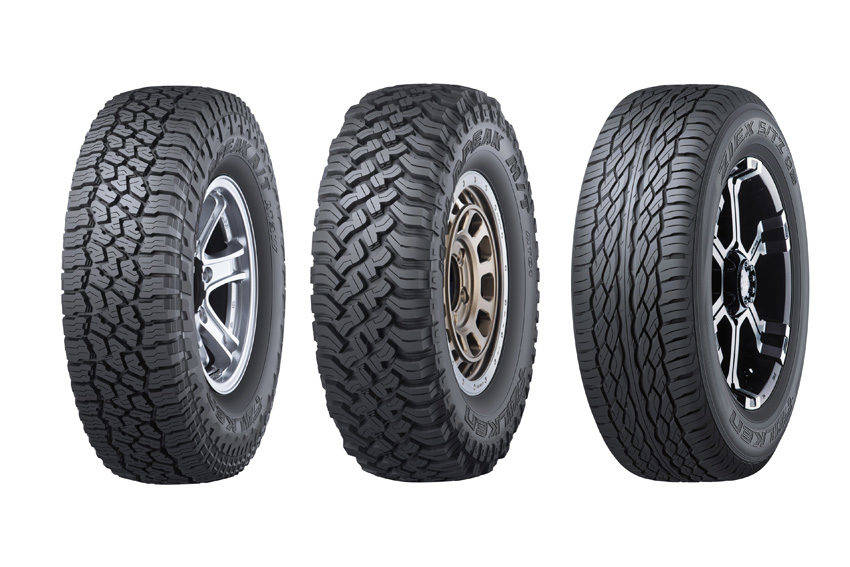 左から「WILDPEAK A/T3W」、「WILDPEAK M/T01」、「ZIEX S/TZ05」