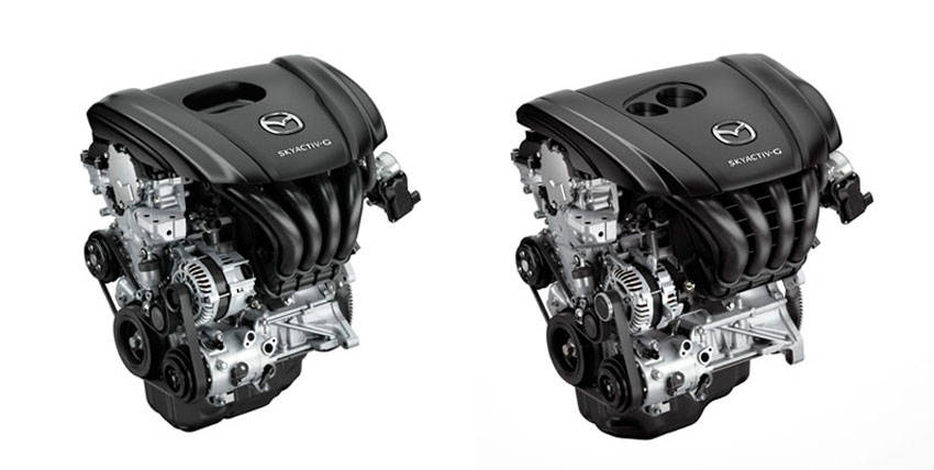 SKYACTIV-G 1.5（左）と2.0