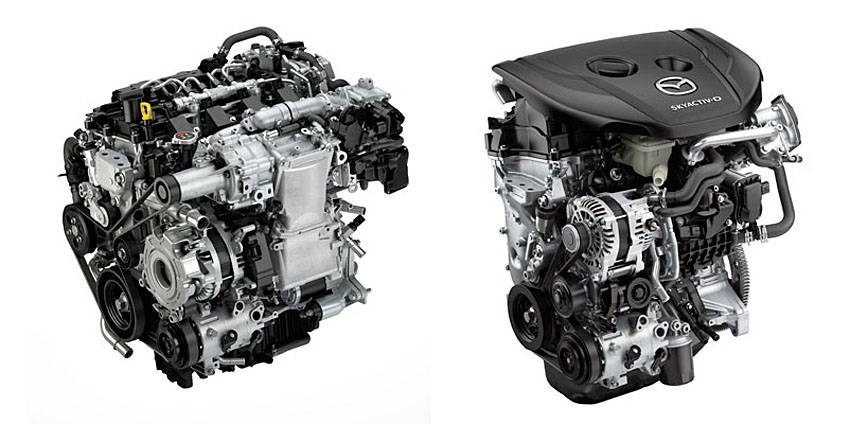 SKYACTIV-X 2.0（左）とSKYACTIV-D 1.8