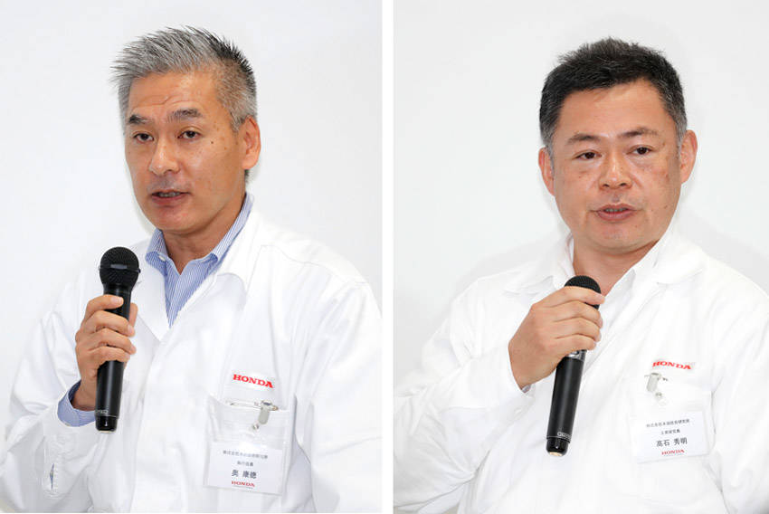 プレゼンテーションを行なったホンダ技術研究所・奥康徳執行役員(左)と髙石秀明上席研究員