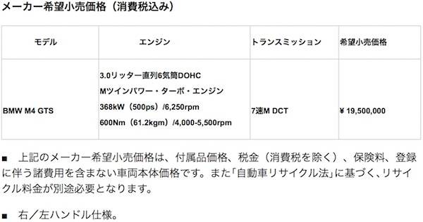 BMW M4 GTS 価格