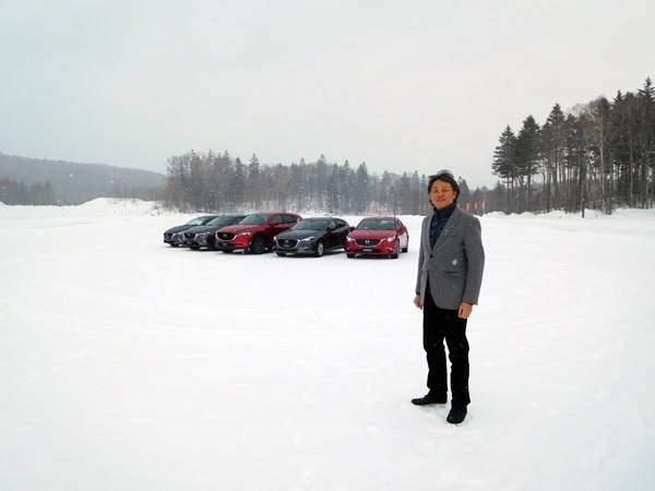 マツダの雪上試乗会にて。北海道・剣淵試験場