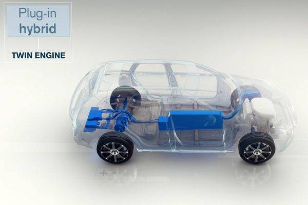ボルボ　プラグインハイブリッド　ツインエンジン車のレイアウト