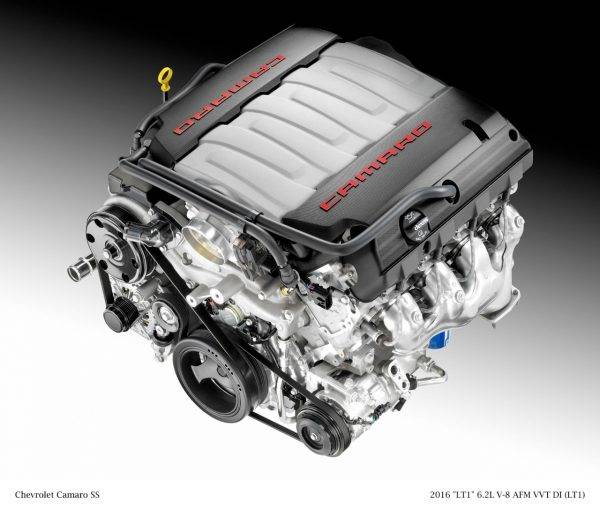 シボレー・カマロSSに搭載される6.2L直噴V型8気筒OHV VVTのLT1型エンジン