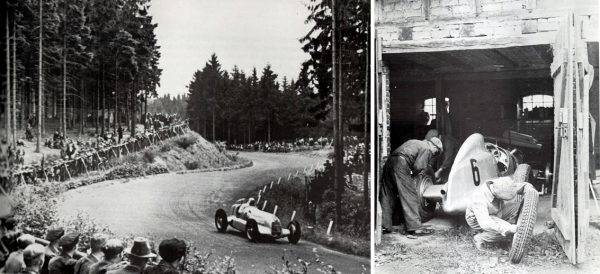 ニュルブルクリンク　1934年から始まった750kgフォーミュラGP　走行シーン　ピット作業