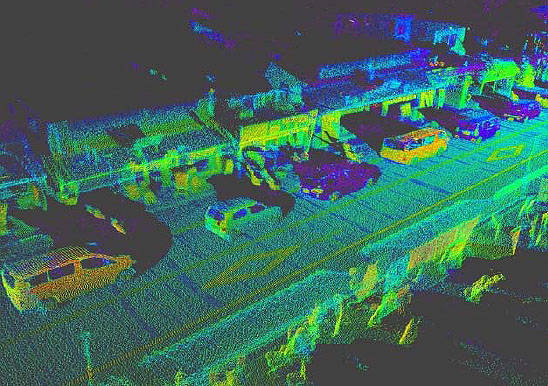 パイオニア　走行空間センサー「3D-LiDAR」で取得する画像のイメージ