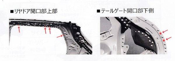 スズキ　スイフト スポーツ　ボディ　スポット溶接増し打ち個所解説